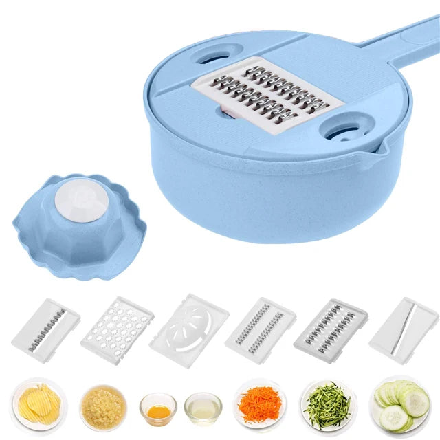 Multi-functional Vegetable Grater Vegetable Slicer Manual Chopper Cutter with Hand Protector Versatile Serving Bowls with Lid