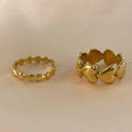Delicate Women Jewelry Heart Rings Hypoallergenic 18K Gold Plated Stainless Steel Heart Shape Rings