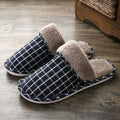 Unisex Winter Fluffy Plush Checked Anti-Slip Closed Toe Fur Warm Indoor Home for