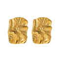 J&D Waterproof Stainless Steel Rectangle Crinkle Hammered Texture Stud Earrings for Women