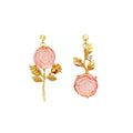 Pink Crystal Rose Earrings Female Asymmetric Beauty Temperament Earrings