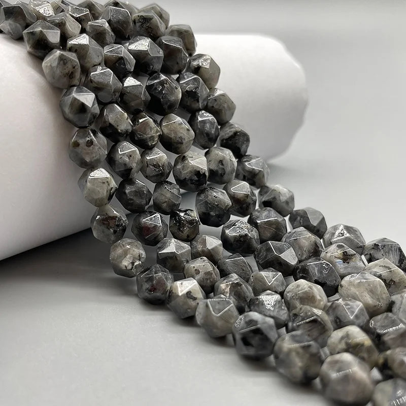 Wholesale Natural Faceted Beads for Jewelry Making Black Labradorite Lapis Lazuli Gemstone Diamond Cutting Loose Beads