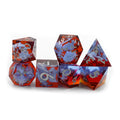 RPG Dice Dungeons Dragons DND 7 Piece PRG Red Resin Dice Set With Silver Number