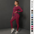 Custom Logo Plus Size Seamless Activewear Set Long Sleeved Top & Reversible Leggings 2 Piece Custom Yoga Set Waterproof Feature