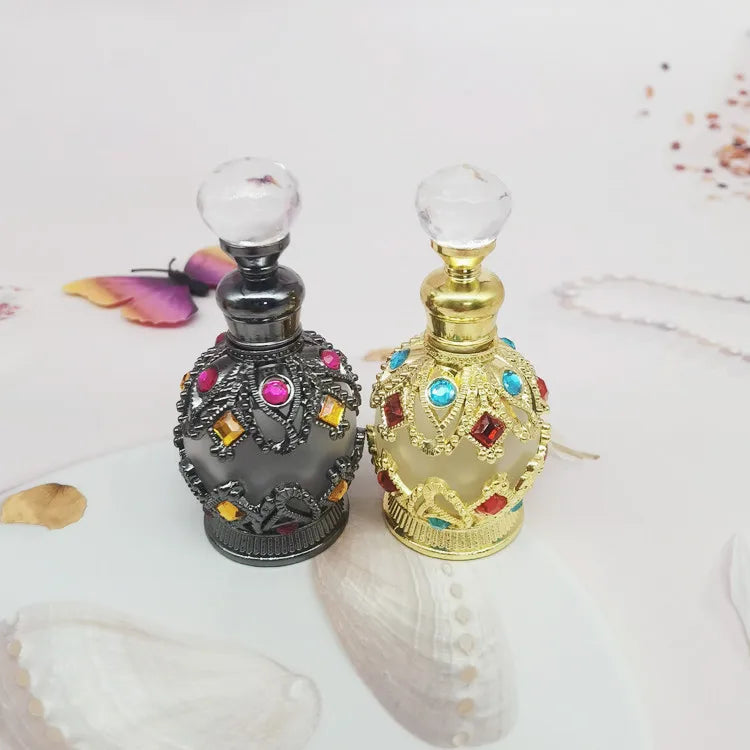 15ml Gold Black Custom Peacock Empty Bottle Perfume Arabian Style Metal Bottle Dubai Essential Oil Bottle in Stock