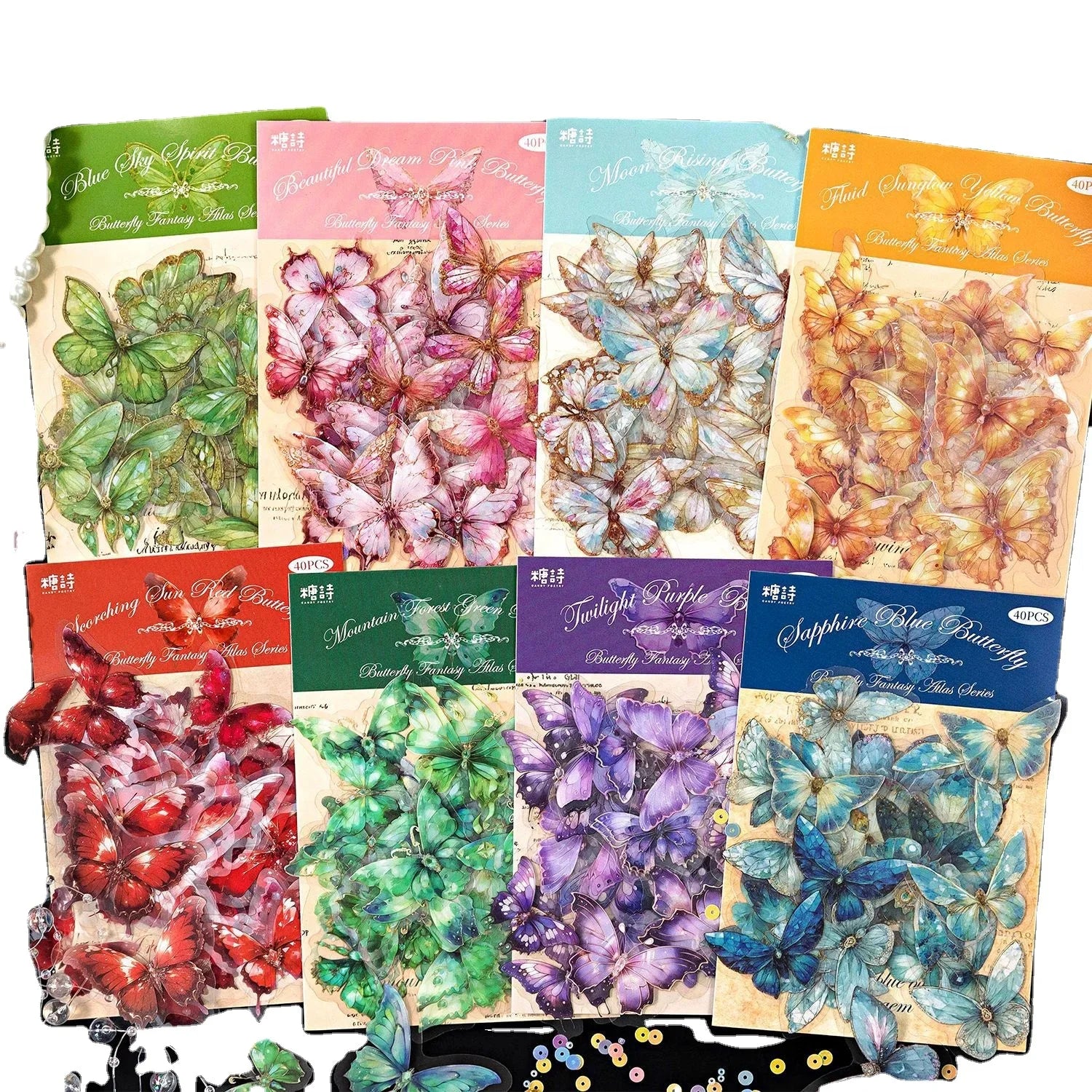 40 Pcs/pack Chalk Sticker Package Butterfly Fantasy an Illustrated Handbook Series
