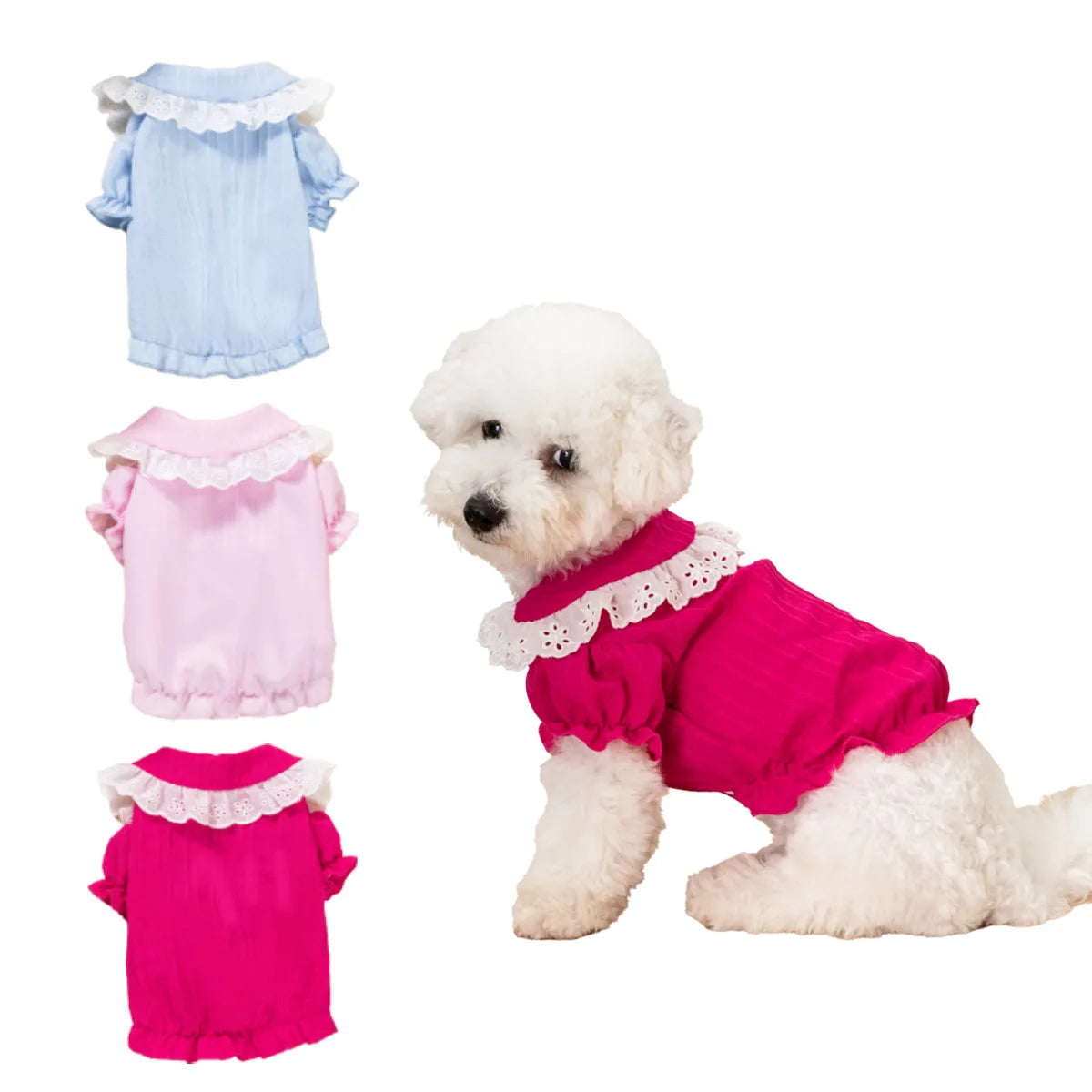 OEM ODM Striped Pattern Pet T-Shirt Cute Style Dog Clothes for Spring Summer Breathable Thin Soft Elastic Made Polyester Dress