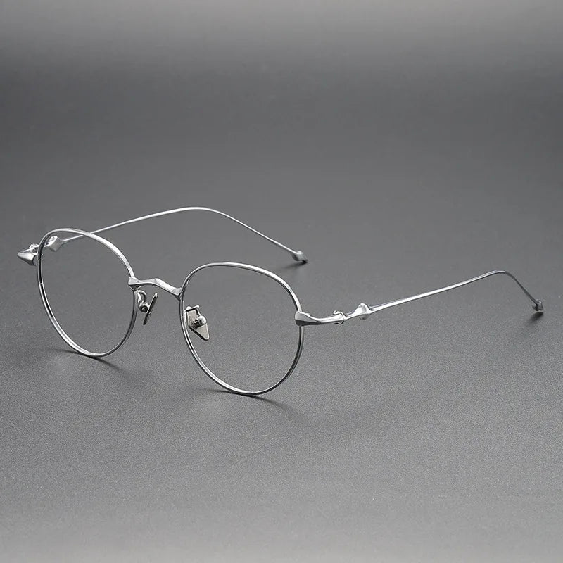 Designer Hand-made Japanese Retro Pure Titanium Glasses Frame Men's Myopia Glasses with Degree of Blue Light Protection