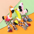 Plush Flamingo Dog Toy - with Cotton Rope Squeaky & Chew-Resistant for Teething Interactive Play