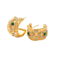 BJG0164E Vintage Gold Plated Stainless Steel Cuff Earrings Cute Style Green Natural Stone Design for Women's Weddings