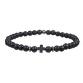 New Arrivals 4 MM Natural Stone Cross Bracelet Jewelry Black Lava Stone Cross Bracelet for Couple Gift