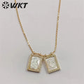 WT-JN220 Super Hot Fashion Double Charms Micropaved CZ Setting Mother of Pearl Shell Necklace 18k Gold Religion Maria Necklace