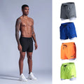 High Quality Quick Dry Double Layer Gym Shorts Built-in Running Sports Shorts Men