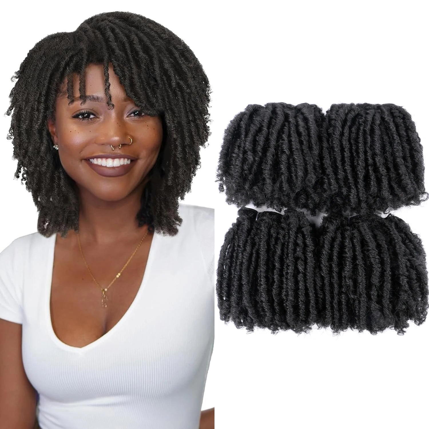 Synthetic Short Afro Curly Twist Hair Weaving Black Brown Purple African Hairstyle Double Weft Hair Extension Full Head