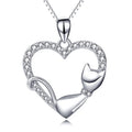 GP74 Sterling Silver 925 Romantic Cute Animal Heart Cat Pendant for Women 925 Jewelry Silver Necklace