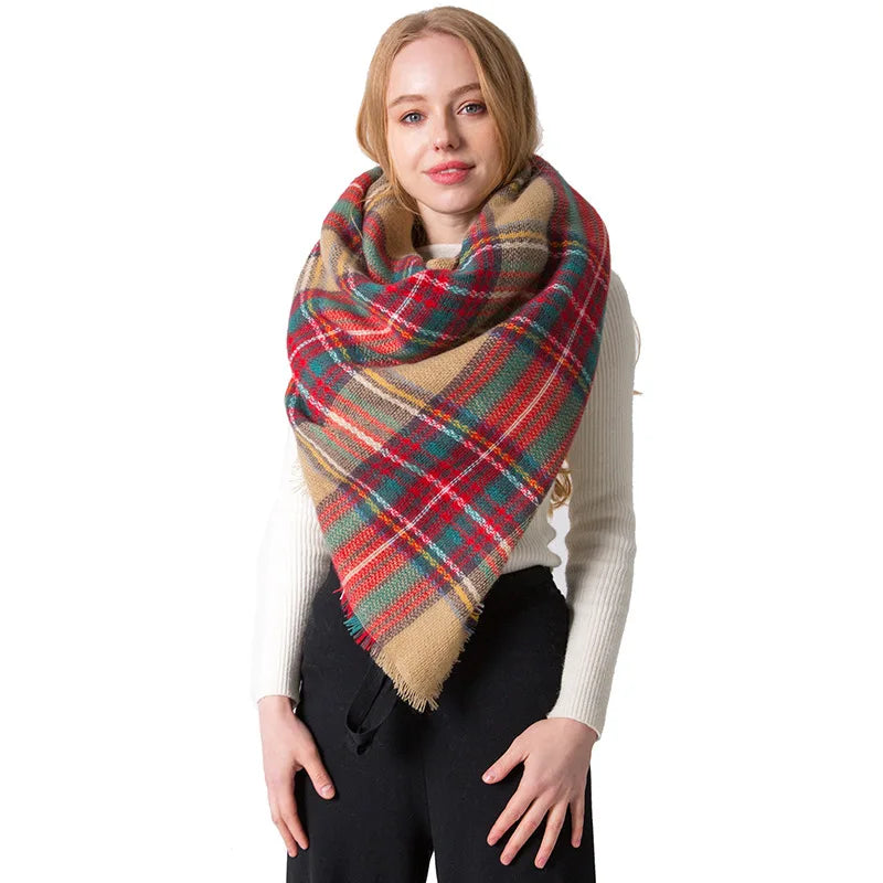 Custom New Model Fashion Square Big Size 140*140cm Mens Women Brushed Winter Scarf