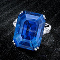 Luster Jewellery 10K 14K 18K Emerald Cut Blue Sapphire Women Rings for Wedding and Engagement