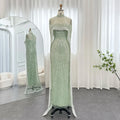 Jancember SZ369 Luxury Heavy Beaded Pearls Mermaid Evening Party Dresses With Shawl
