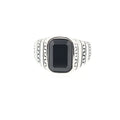 S925 Sterling Silver Vintage Hand Ornament SimpleTurkish Men Rings Fashion Thai Silver Agate Open Pattern Hiphop Jewelry