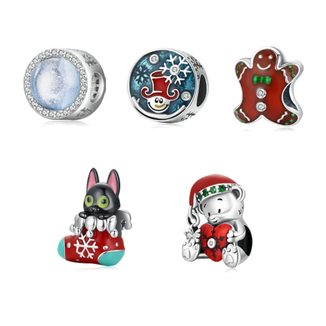 Bulk Supply 925 Sterling Silver Santa Snowman Charms Christmas Bracelet Collection Custom OEM for Women Jewelry Gift Suppliers