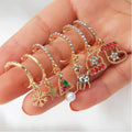 New Style Crystal Deer Christmas Tree Shoes Socks Star Gold Color Earrings for Women