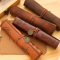 Gift PU Leather Retro Treasure Map Pen Holder Bag PU Pencil Case Cover Pen Bag
