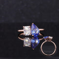 Custom Women Toi Et Moi Two Stone 14K Solid Gold Moissanite Lab Grown Sapphire Engagement Ring