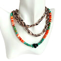 Natural turquoise spiny oyster Howlite Hand Knotted Necklace with Lobster Claw Clasp