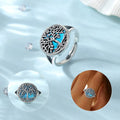 Merryshine 925 Sterling Silver Vintage Engagement Mens Gemstone Jewelry Turquoise Tree of Life Stone Ring for Women