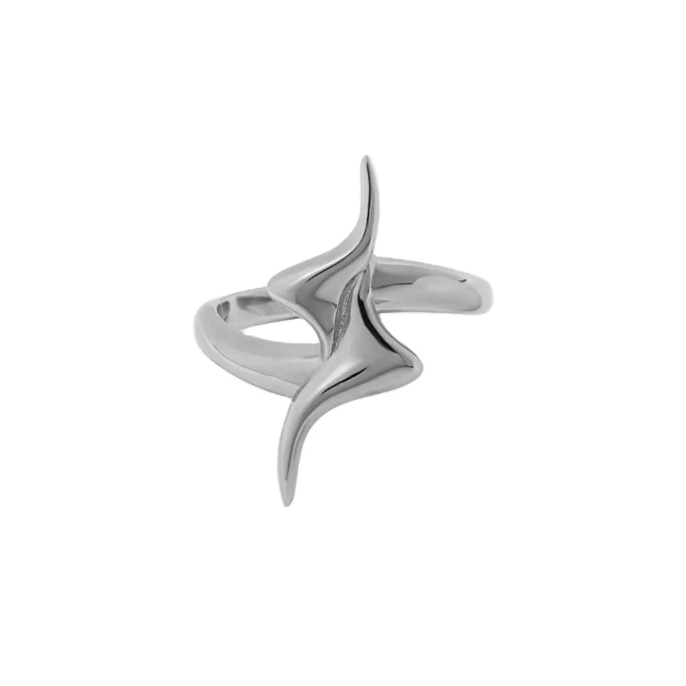 FUAMAY 925 Sterling Silver Seagull Bird Engagement Ring Classic Style for Wedding and Party