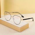 82036 New Metal Frame Double-Colors Cat Eye Frame Glasses Fashion Temperament Women's Anti-Blue Light Optical Eyewear