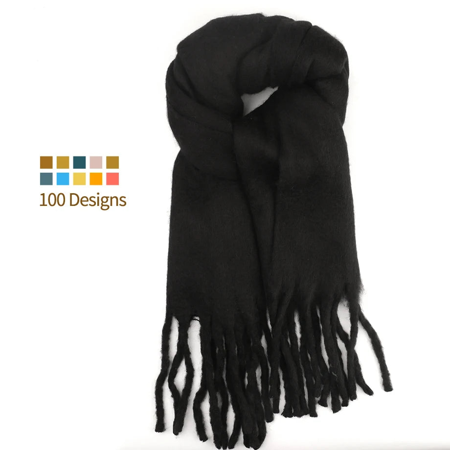 Wholesale Custom Women's Winter Scarf Pure Color Polyester Shawl