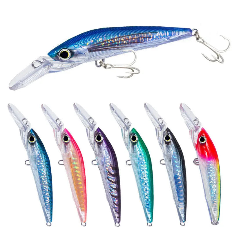 Big Game Deep Diving Fishing Lure 14cm 49g 3D Crystal Prism Minnow Pesca Gt Tuna Trolling Artificial Baits Marlin Fishing Lures MegaBDM