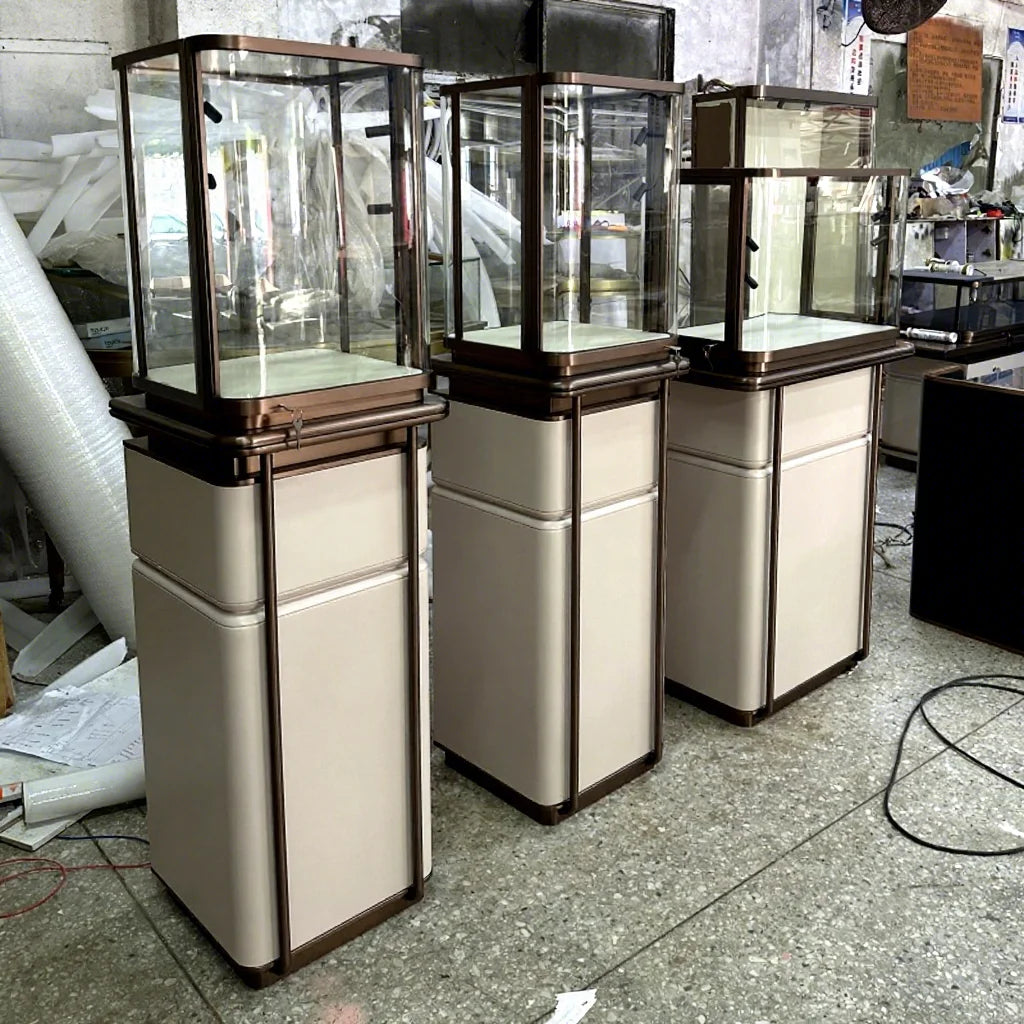 Shenzhen Factory Customized High-end Jewelry Display Cabinet Metal Stainless Steel Jewelry Display Cabinet