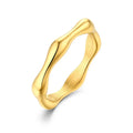 Fashion Trendy Stainless Steel Metal Hexagon Bamboo Shape Finger Ring Jewelry for Women