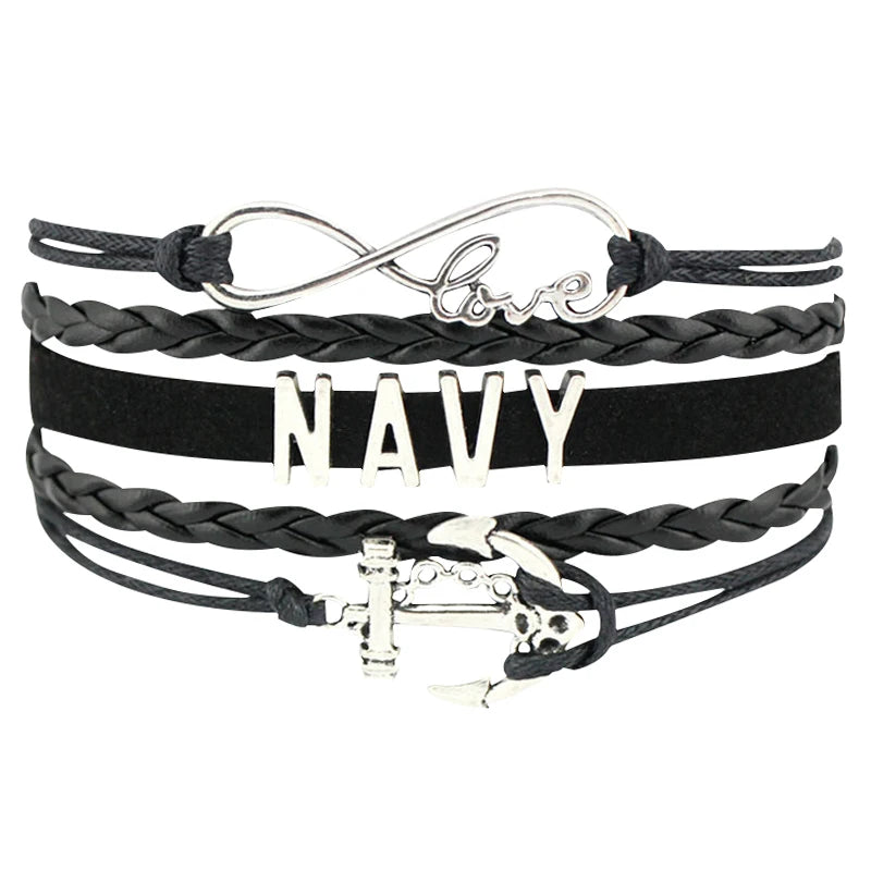 Factory Custom Made Infinity Love Navy Chief Navy Wife Mom Bracelets for Women