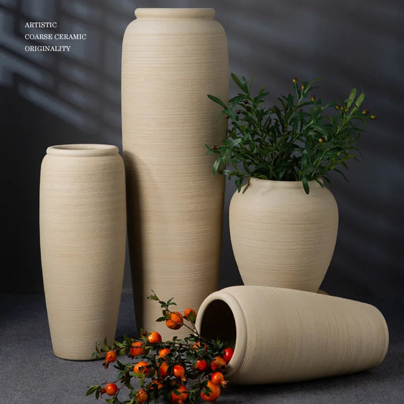 Elegant Jingdezhen Ceramic Vase High-Quality Clay Pot for Chinese Home Floor Decoration