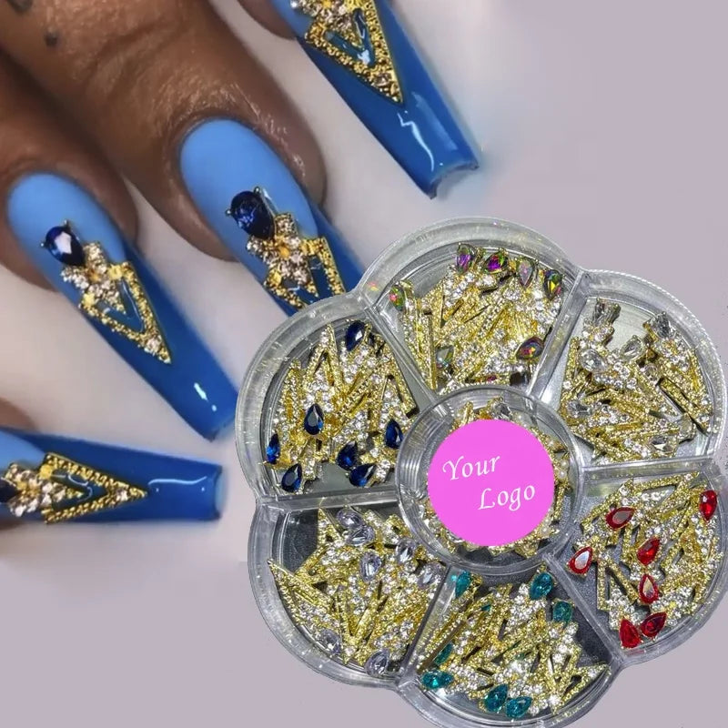 GREENKEM Glitter Crown Alloy Nail Art With Rhinestone Charms 3d Nail Art Stickers Decoration Arrow Jewelry Designer Nail Charms