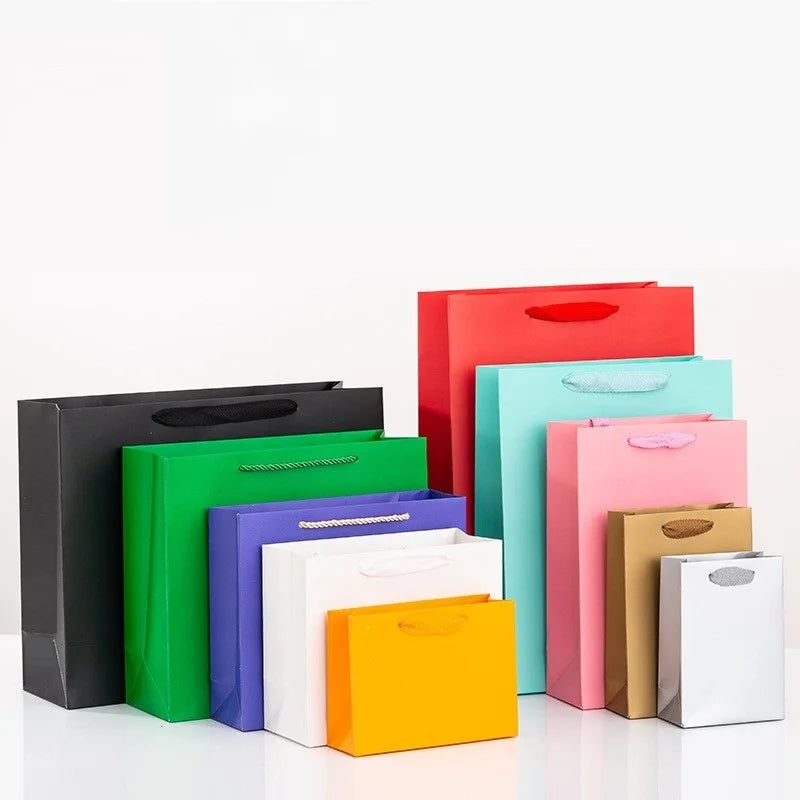 Seasonal Wedding Gift Packaging Paper Shopping Bags Jewelry Clothing Paper Gift Bags With Bow Tie Ribbon Handles