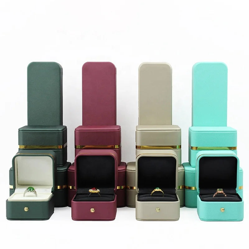 Brand New Jewelry Box PU Blue High-end Diamond Ring Box Necklace Box Customization