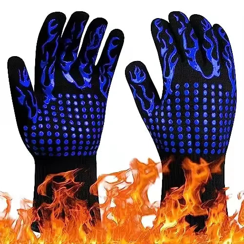 Get-Fit 1472F Black Silicone Leather Safety Gloves for BBQ Grilling and Oven Cooking Hot Sale Hiking Barbecue Set