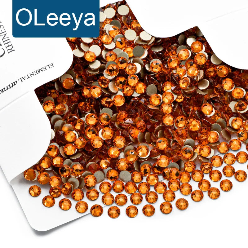 OLeeya Wholesale 16 Cuts Xirius Rose B Color Glass Non Hot Fix Crystals Bright Strass Flat Back Rhinestone for Bikini Dress DIY