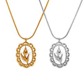 Trendy Women's 18K Gold Plated Stainless Steel Necklace Heart-Shaped Flower Charm Designer Link Chain Pendant Gift-MSPN-00019