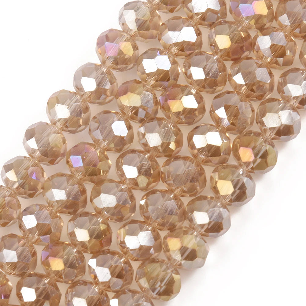Good Quality Faceted Glass Loose Spacer Beads Champagne Rondelle Crystal Beads for Jewelry Making Bracelet