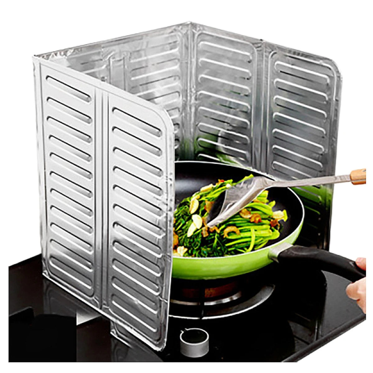 Effective Aluminum Foils Oil Blocker Foldable Kitchen Stove Baffle Plate Oil Deflector Grease Protector for Stove
