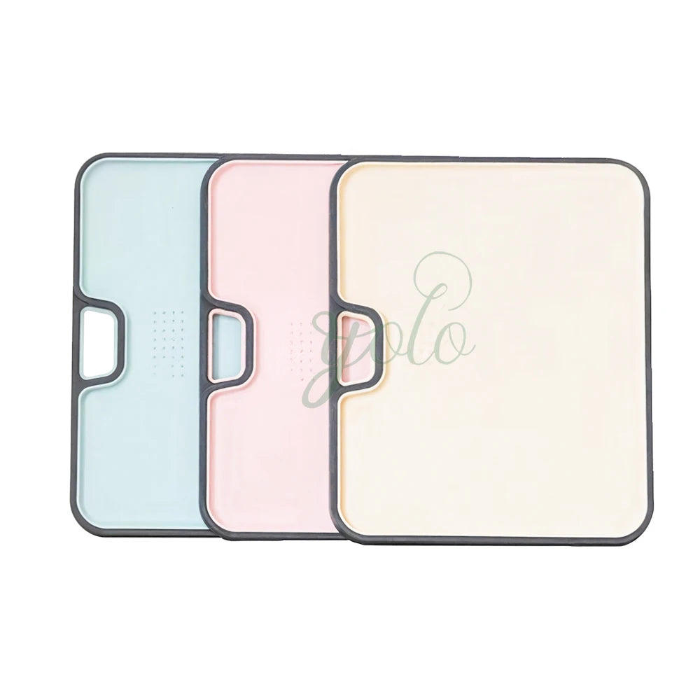 Double Sided Wheat Straw Cutting Board Eco-Friendly Plastic Chopping Block with Non-Slip Handle & Juice Groove Dishwasher Safe