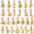 Tarnish-Free 18k Gold Plated Mini Bubble 26 Letter Stainless Steel Pendant Fashionable Jewelry Making Charms Accessory