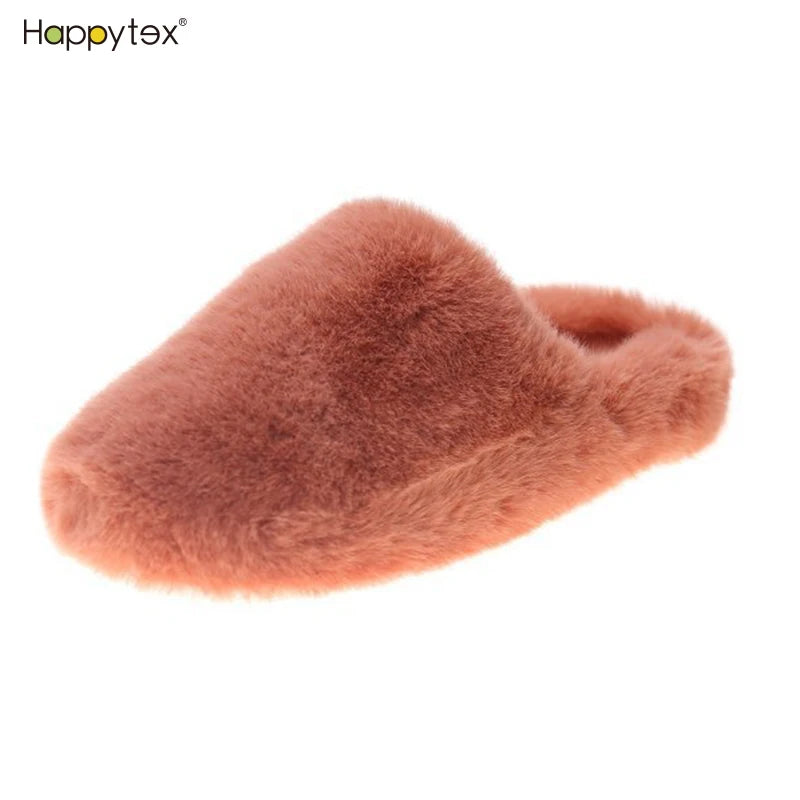 Hot Sale Fashion Winter Warm Fluffy Soft Anti Slip Shoes Ladies Flat Slippers Women Shoes Sandals House Indoor Outdoor Slippers