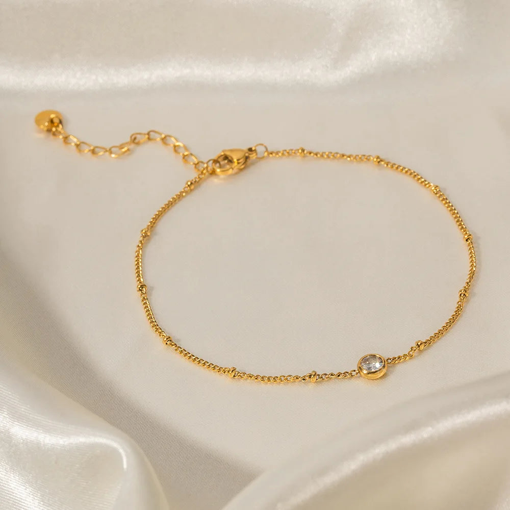 Simple Hollow Heart Chain Anklets Foot Jewelry Gold Plated 316L Stainless Steel Anklets for Women