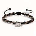 Unisex Boho Macrame Bracelet Silver Turtle Shell Fish Pendant Hand Woven Bi-Color Waxed Cord Adjustable Fashion Beaded Bracelets